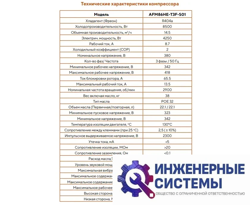 AFrost AFM86HE-T3F-S01 (R404А) компрессор спиральный, фото 2