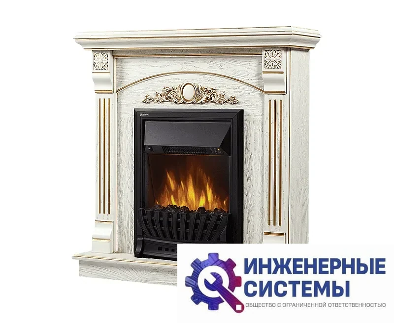 Firelight Barocco Classic портал для камина шпон белый дуб с золотой патиной, фото 2