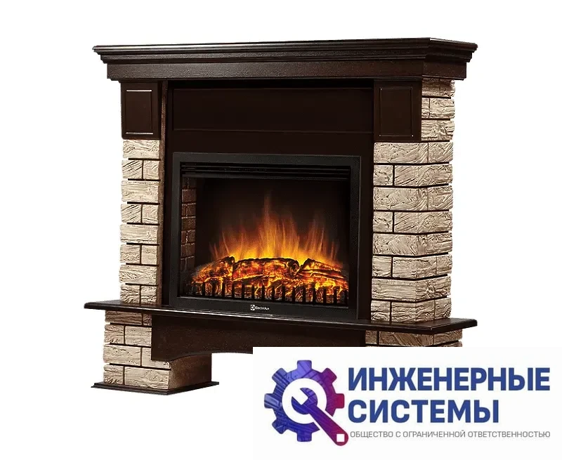 Firelight Forte Wood 25 портал для камина камень коричневый, шпон темный дуб, фото 2
