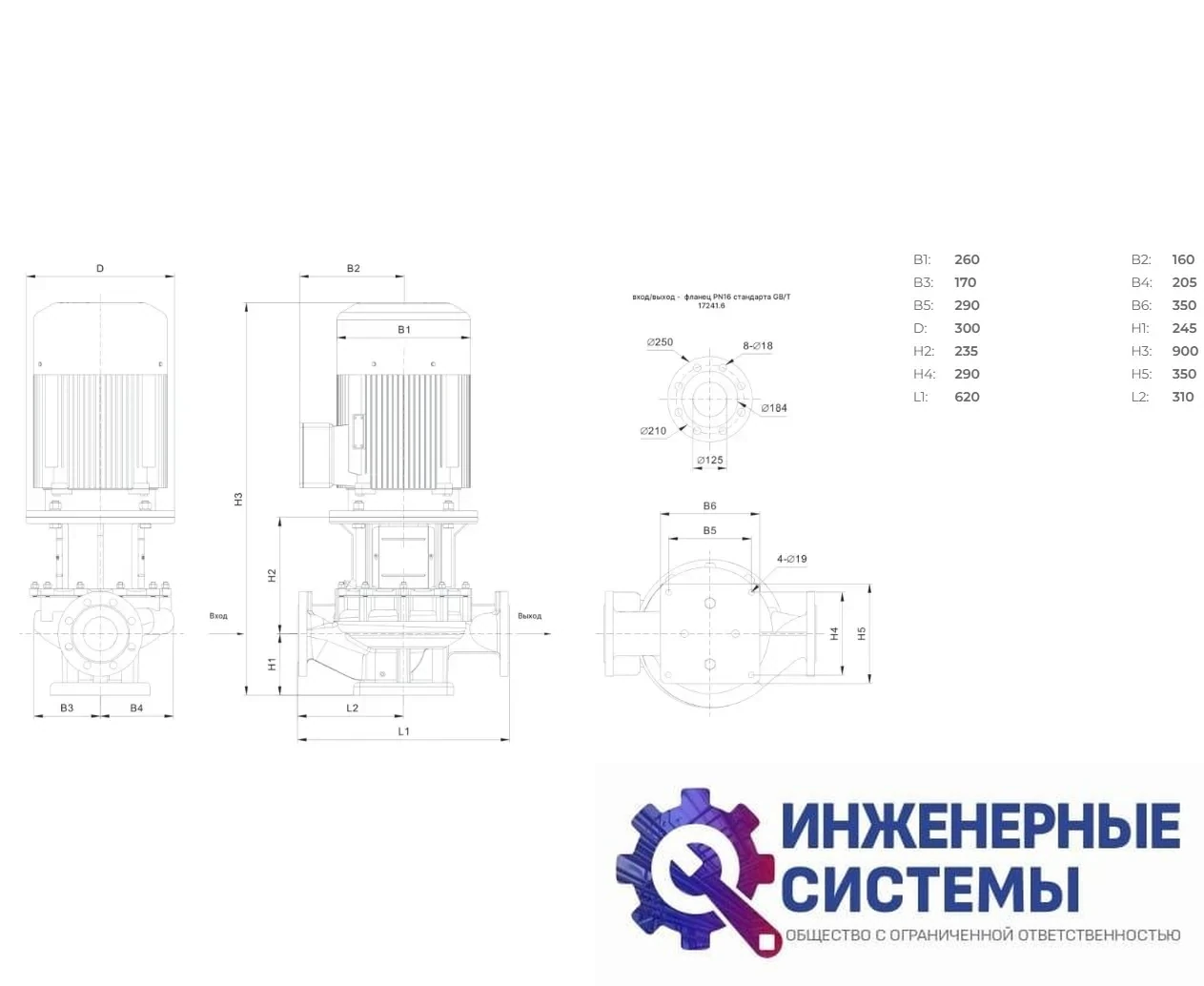 Onis INL125-120-11-5.5/4 насос циркуляционный, фото 2