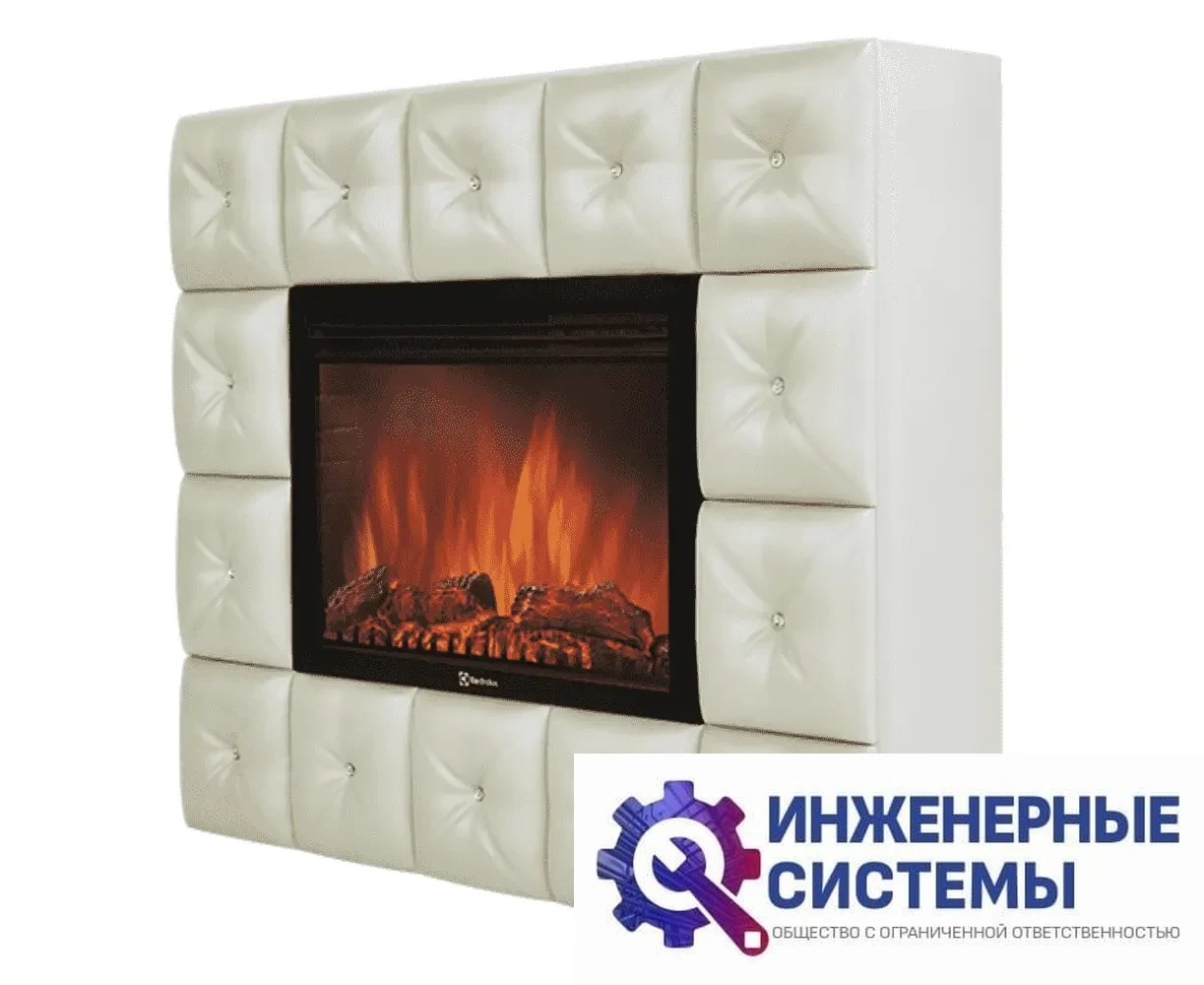 Каминокомплект: Очаг Electrolux EFP/P-3020LS с порталом Firelight Crystal 30 светлая экокожа, фото 2