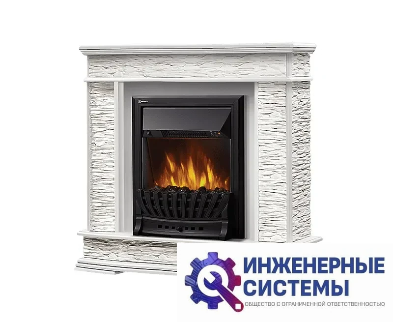 Firelight Scala Classic портал для камина камень сланец скалистый белый, шпон белый дуб, фото 2