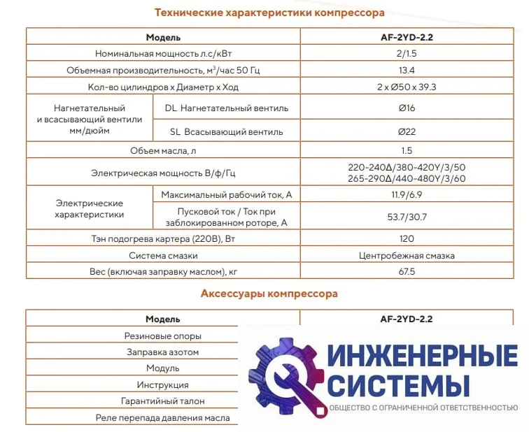 AFrost AF-2YD-2.2 (R404А) компрессор поршневой, фото 2