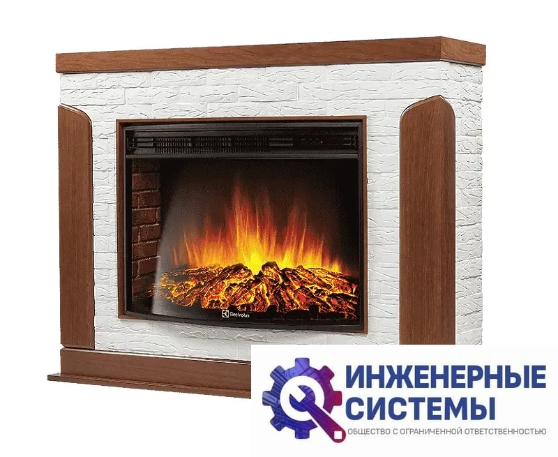Firelight Prestigio 30 портал для камина камень белый, шпон дуб, фото 2