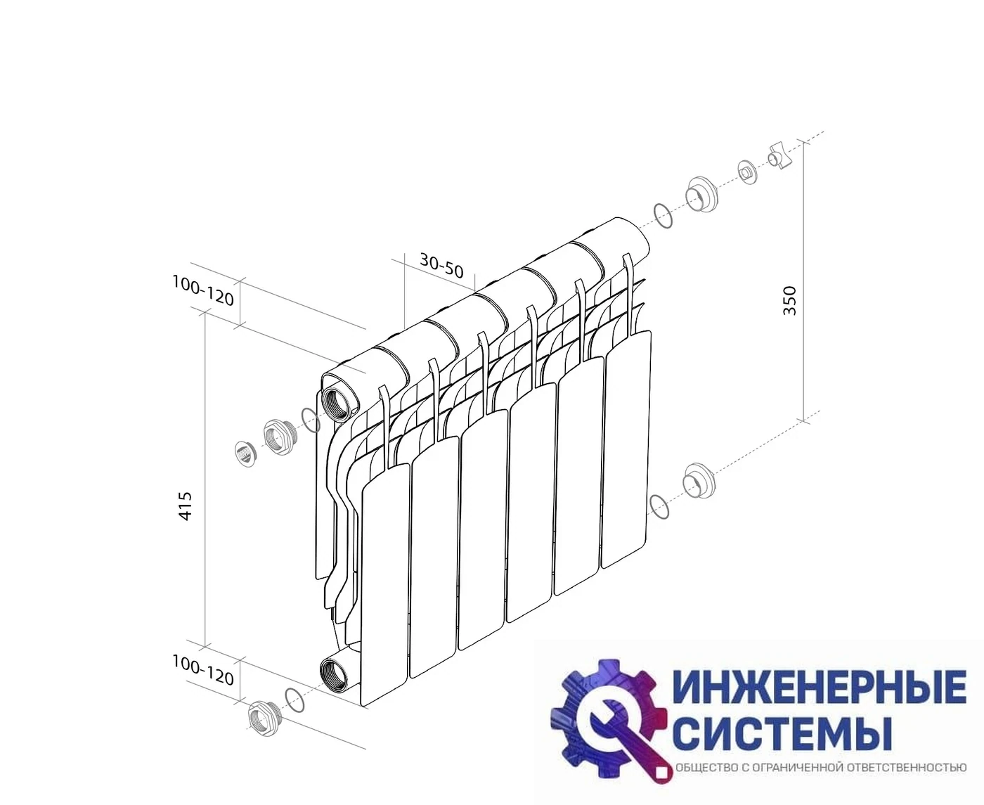 Биметаллический радиатор Royal Thermo Revolution Bimetall 350x10, фото 2
