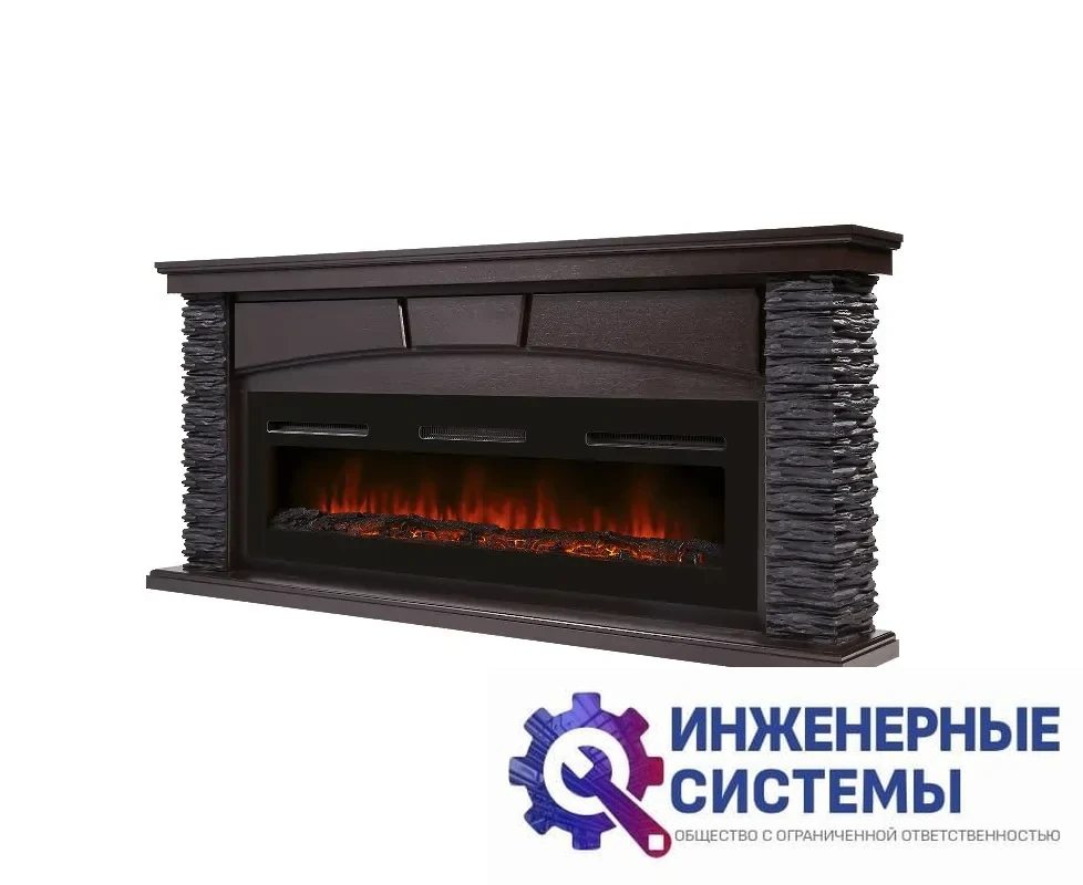 Firelight Porto Long портал для камина камень черный, шпон венге, фото 2