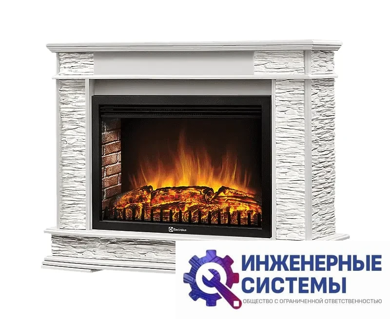Firelight Scala 30 портал для камина камень сланец скалистый белый, шпон белый дуб, фото 2
