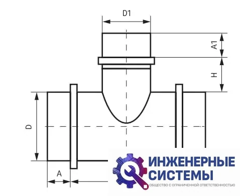 Тройник оц для воздуховода 200/200, фото 2
