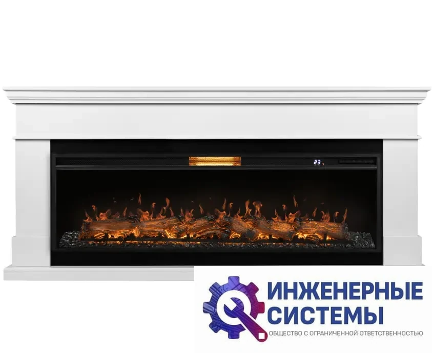 Каминокомплект: Очаг Royal Thermo Aurora RTFP/P-AR60LS, портал California 60 W, белый, фото 2