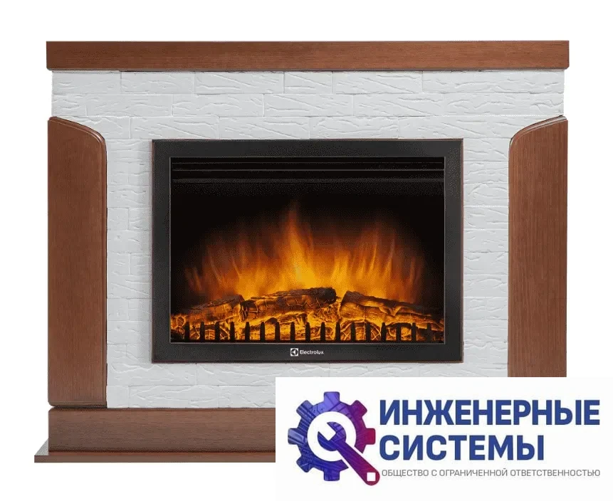 Firelight Prestigio 25 камень белый, шпон дуб портал для камина, фото 2