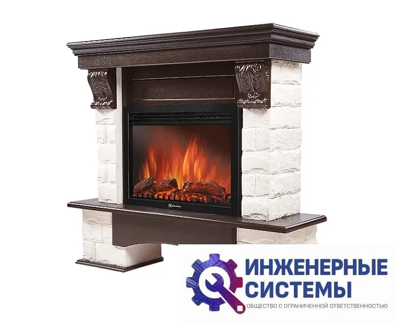 Firelight Forte 25S портал для камина камень белый, шпон темный дуб, фото 2