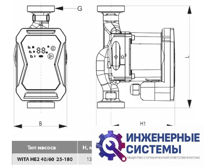Wita HE2 40/60 25-180 насос циркуляционный, фото 2