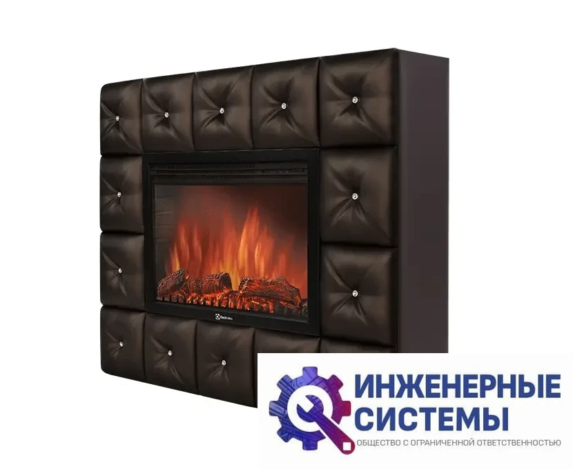 Каминокомплект: Очаг Electrolux EFP/P-3020LS с порталом Firelight Crystal 30 тёмная экокожа, фото 2