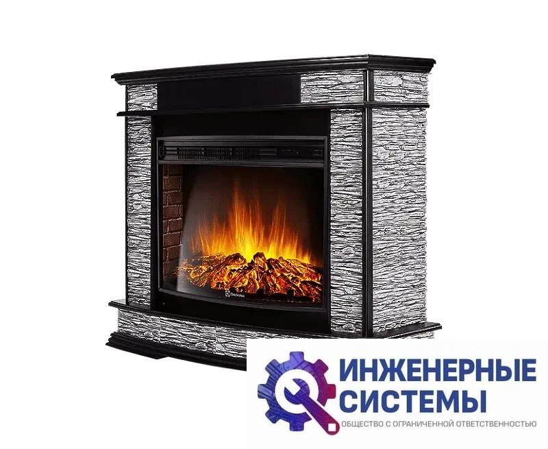 Firelight Scala 30 портал для камина камень сланец скалистый серый, шпон венге, фото 2