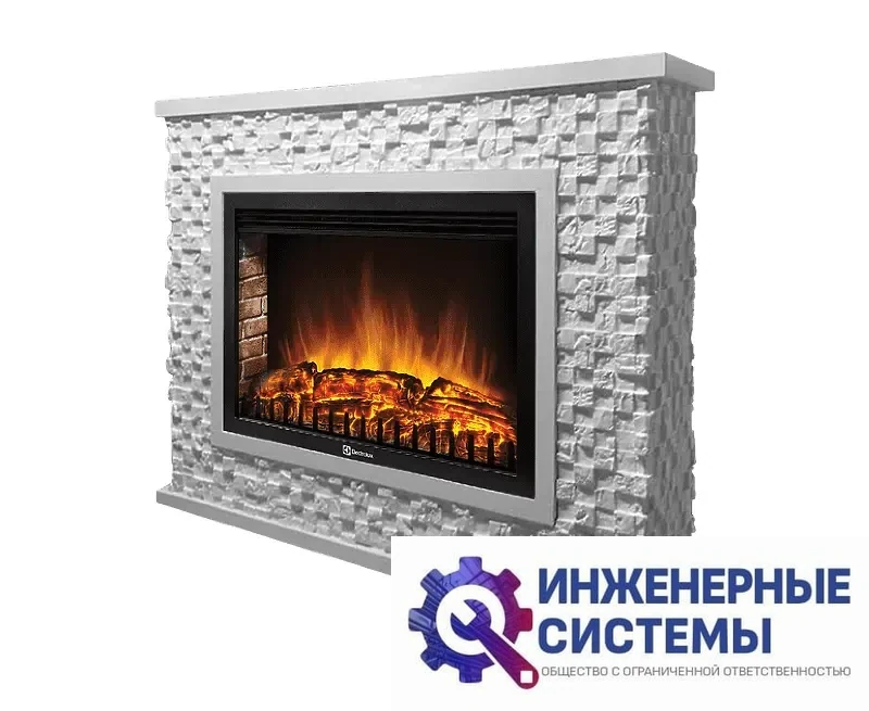 Firelight Quadro 30 портал для камина камень песчаник античный белый, белая эмаль, фото 2