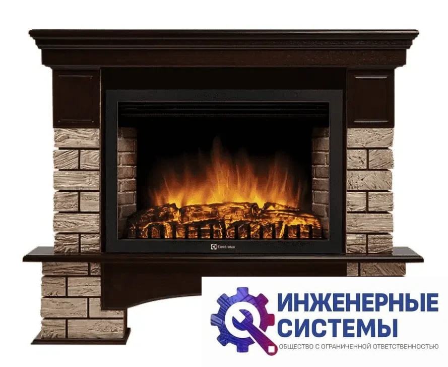 Firelight Forte Wood 30 камень коричневый, шпон темный дуб портал для камина, фото 2