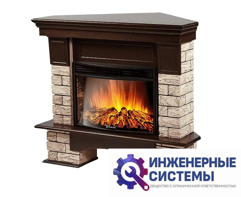 Firelight Forte Wood 25U портал для камина (угловой) камень коричневый, шпон темный дуб, фото 2