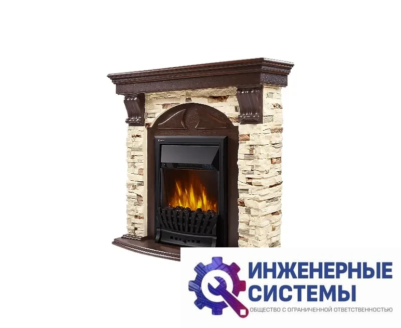 Firelight Torre Classic портал для камина камень сланец натуральный, шпон темный дуб, фото 2