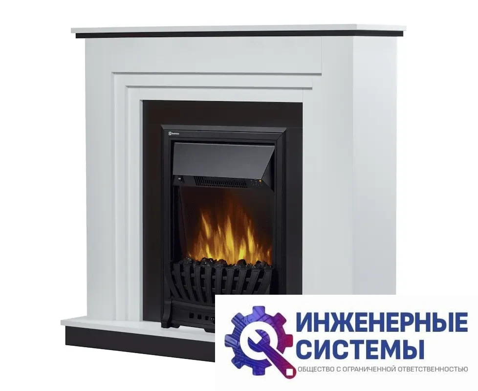 Каминокомплект: Очаг Electrolux Classic EFP/P-1020LS, портал Grado Classic белый с черным, фото 2