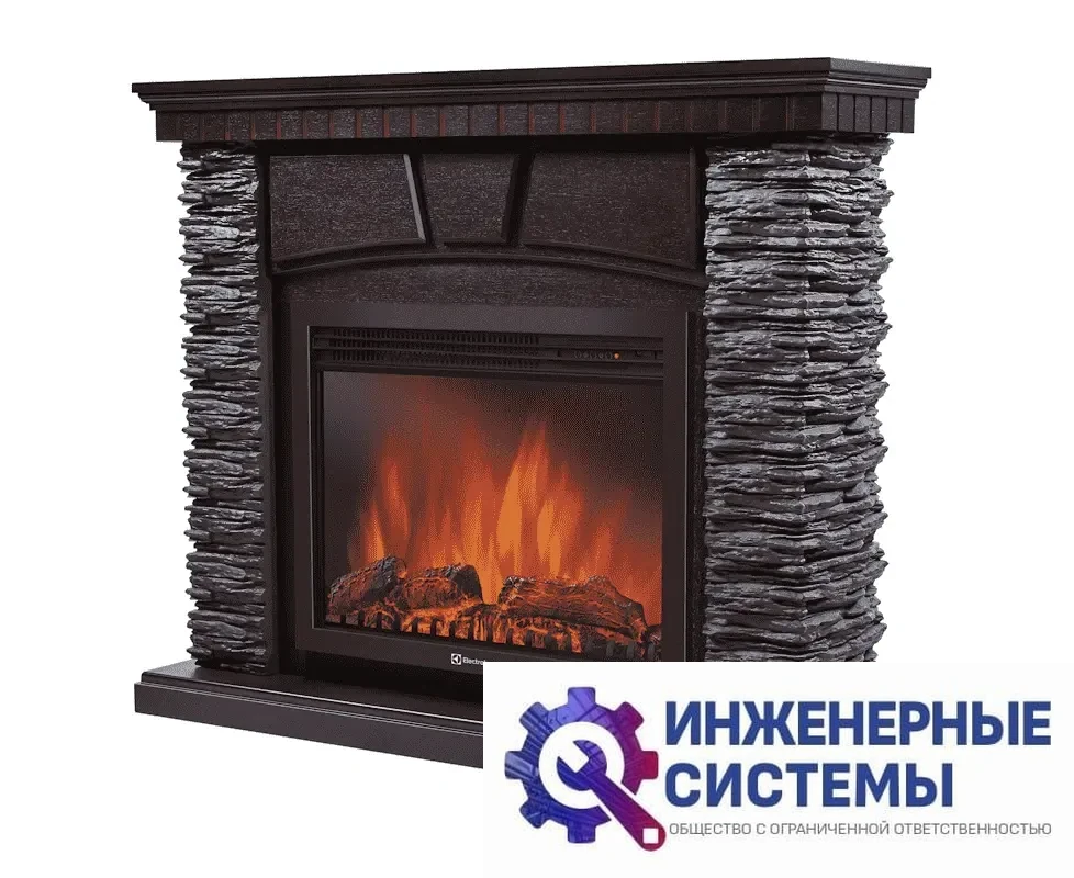 Каминокомплект: Очаг Electrolux EFP/P- 2520LS с порталом Porto 25 камень черный, шпон венге, фото 2