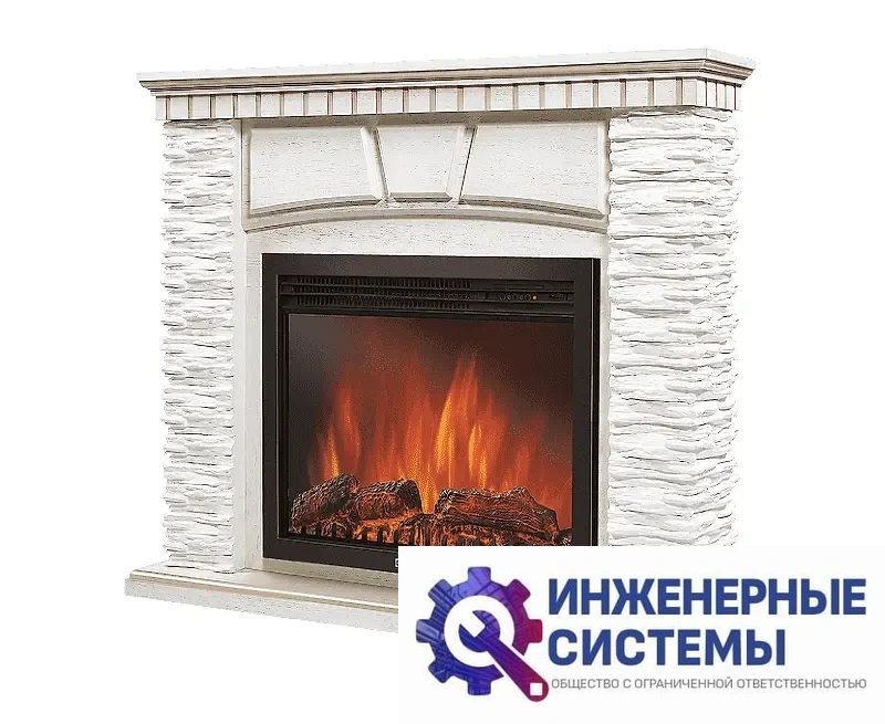 Firelight Porto 30 портал для камина камень белый, шпон беленый дуб, фото 2