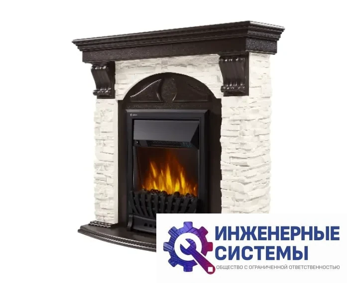 Firelight Torre Classic камень белый, шпон венге портал для камина, фото 2