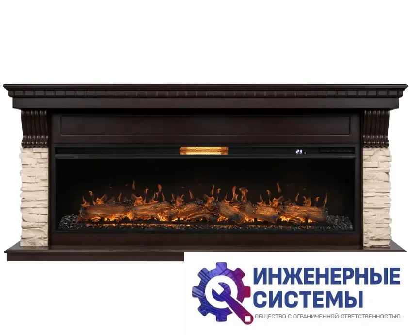 Каминокомплект: Очаг Royal Thermo Aurora RTFP/P-AR60LS, портал Michigan 60, камень мол., шп. тем.дуб, фото 2