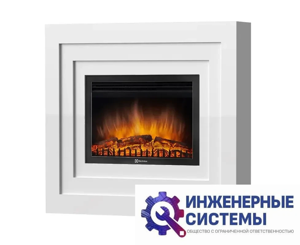 Каминокомплект: очаг Electrolux EFP/P-2520LS с порталом Cubo 25 белый, фото 2