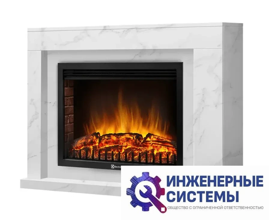 Firelight Simple 25 белый мрамор портал для камина, фото 2