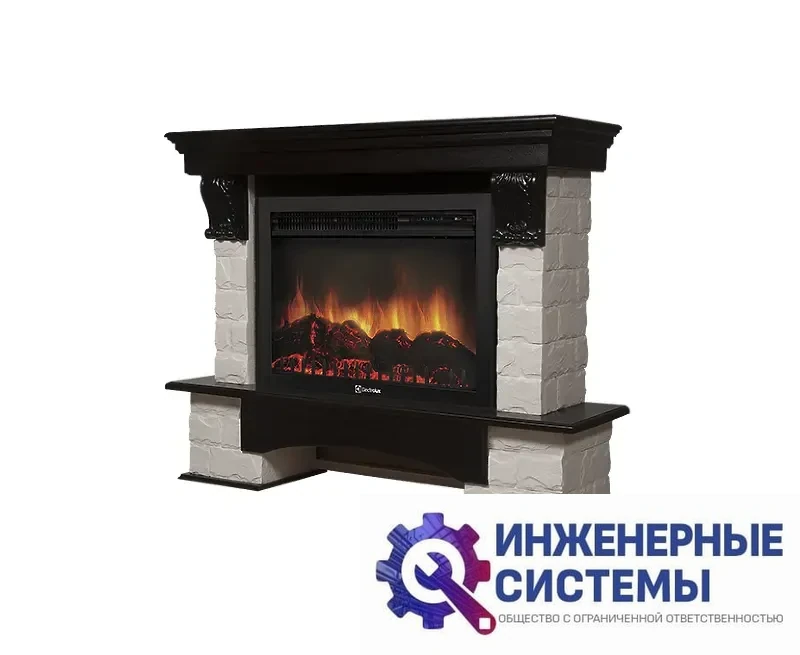 Firelight Forte 30S портал для камина камень белый, шпон темный дуб, фото 2