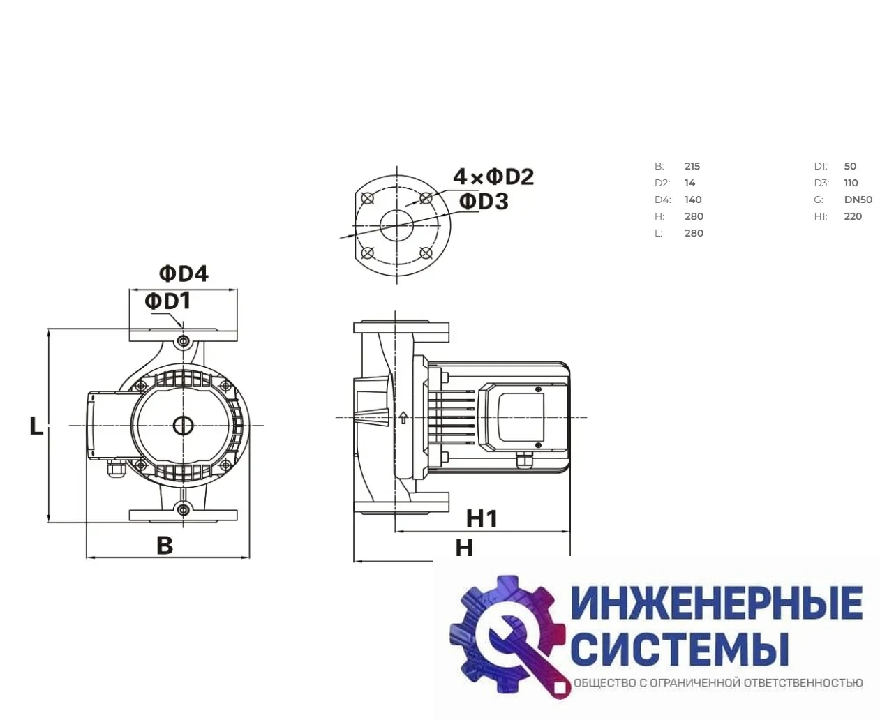 Onis CWR50-9F-280 насос циркуляционный, фото 2