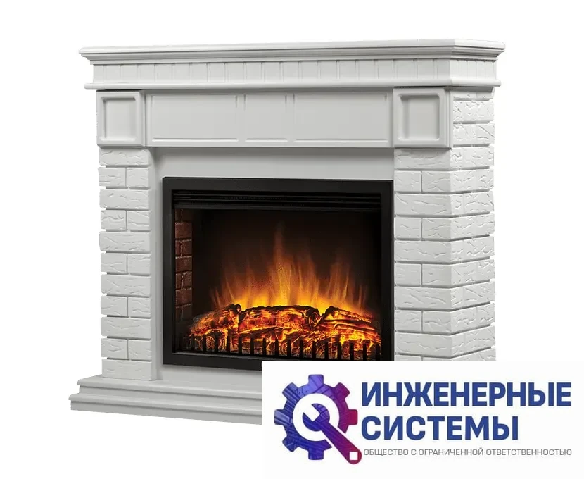 Firelight Bricks 25 портал для камина камень белый, белая эмаль, фото 2