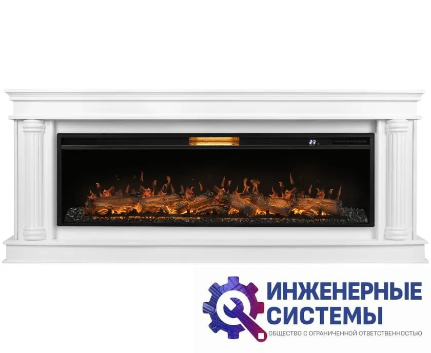 Каминокомплект: Очаг Royal Thermo Aurora RTFP/P-AR60LS, портал Olympia 60, белый, фото 2