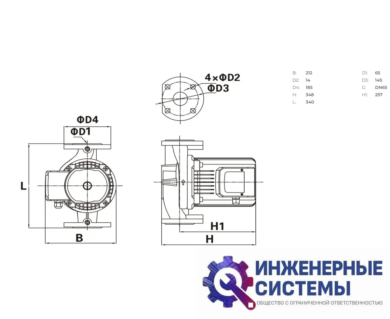 Onis CWR65-12F-300 насос циркуляционный, фото 2