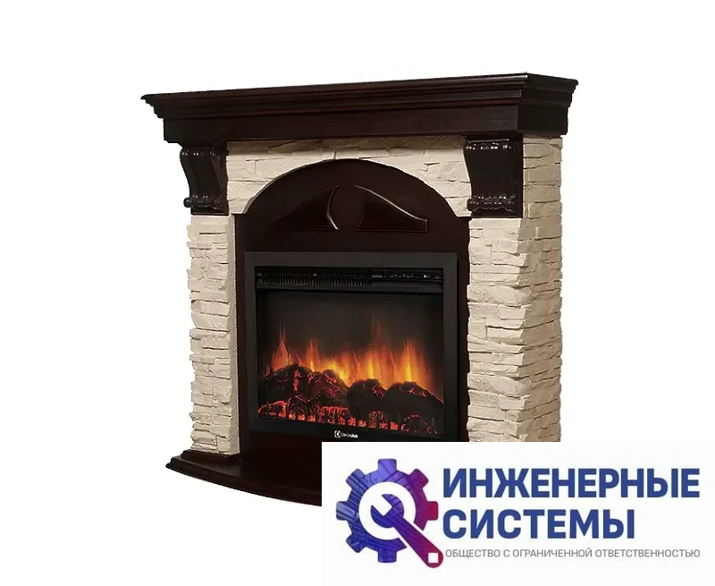 Firelight Torre 30U портал для камина (угловой) камень слоновая кость, шпон темный дуб, фото 2
