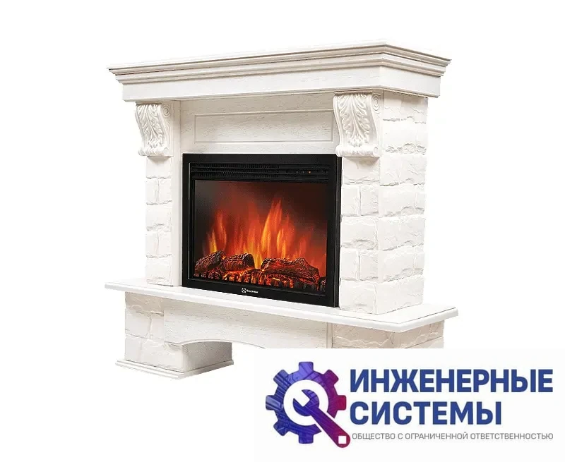 Firelight Forte 25S портал для камина камень белый, шпон белёный дуб, фото 2