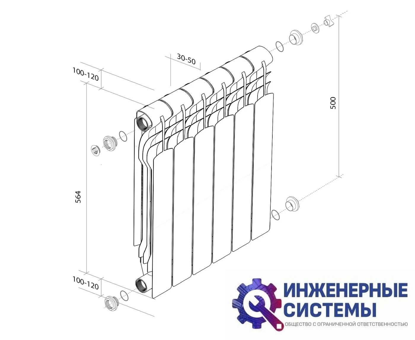 Биметаллический радиатор Royal Thermo Revolution Bimetall 500 x6, фото 2
