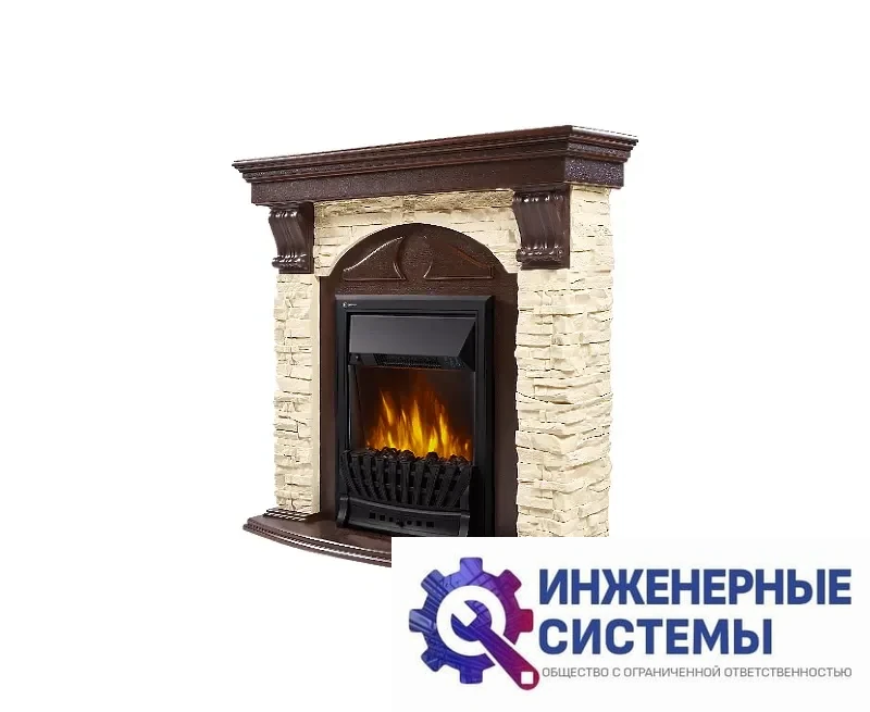 Firelight Torre Classic портал для камина камень слоновая кость, шпон темный дуб, фото 2