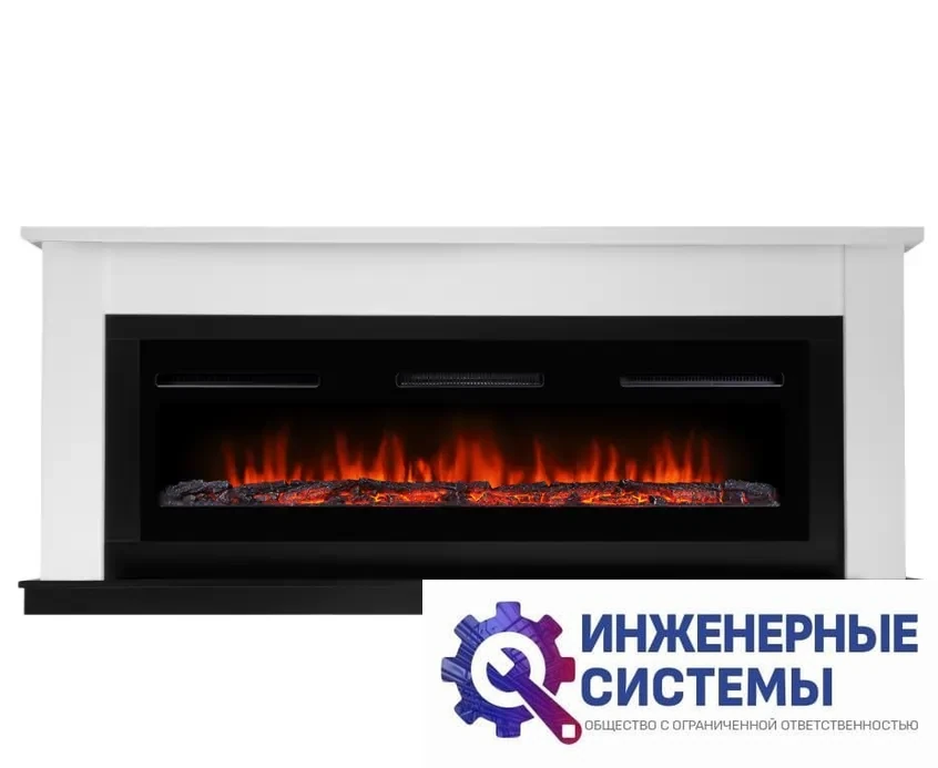 Firelight Canto Long белый, черный портал для камина, фото 2