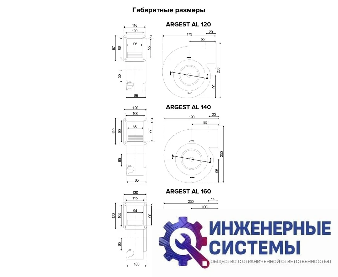 ERA Argest AL 160E 2K M радиальный вентилятор, фото 2