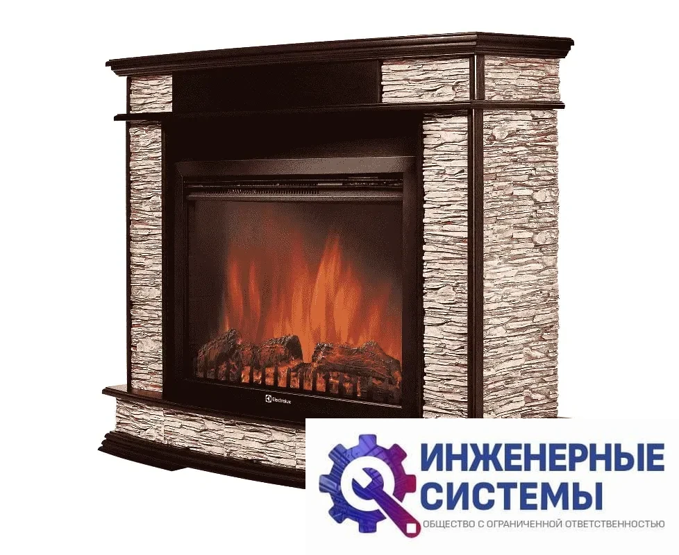 Каминокомплект: очаг Electrolux EFP/P-3020LS, портал Scala 30 сланец скалистый бурый, шпон тёмный дуб, фото 2