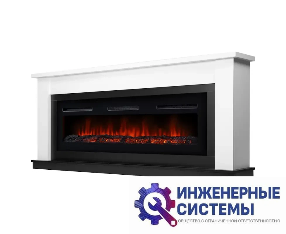 Каминокомплект: Очаг Electrolux Infinity EFP/P-1600ULS, портал Canto Long белый с черным, фото 2