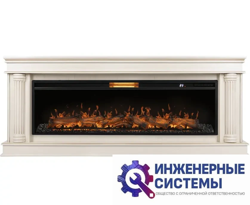 Каминокомплект: Очаг Royal Thermo Aurora RTFP/P-AR60LS, портал Olympia 60 сл. кость с зол. патиной, фото 2