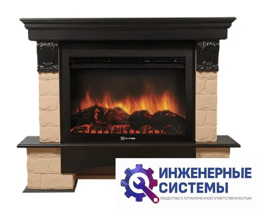 Firelight Forte 30S камень бежевый, шпон темный дуб портал для камина, фото 2